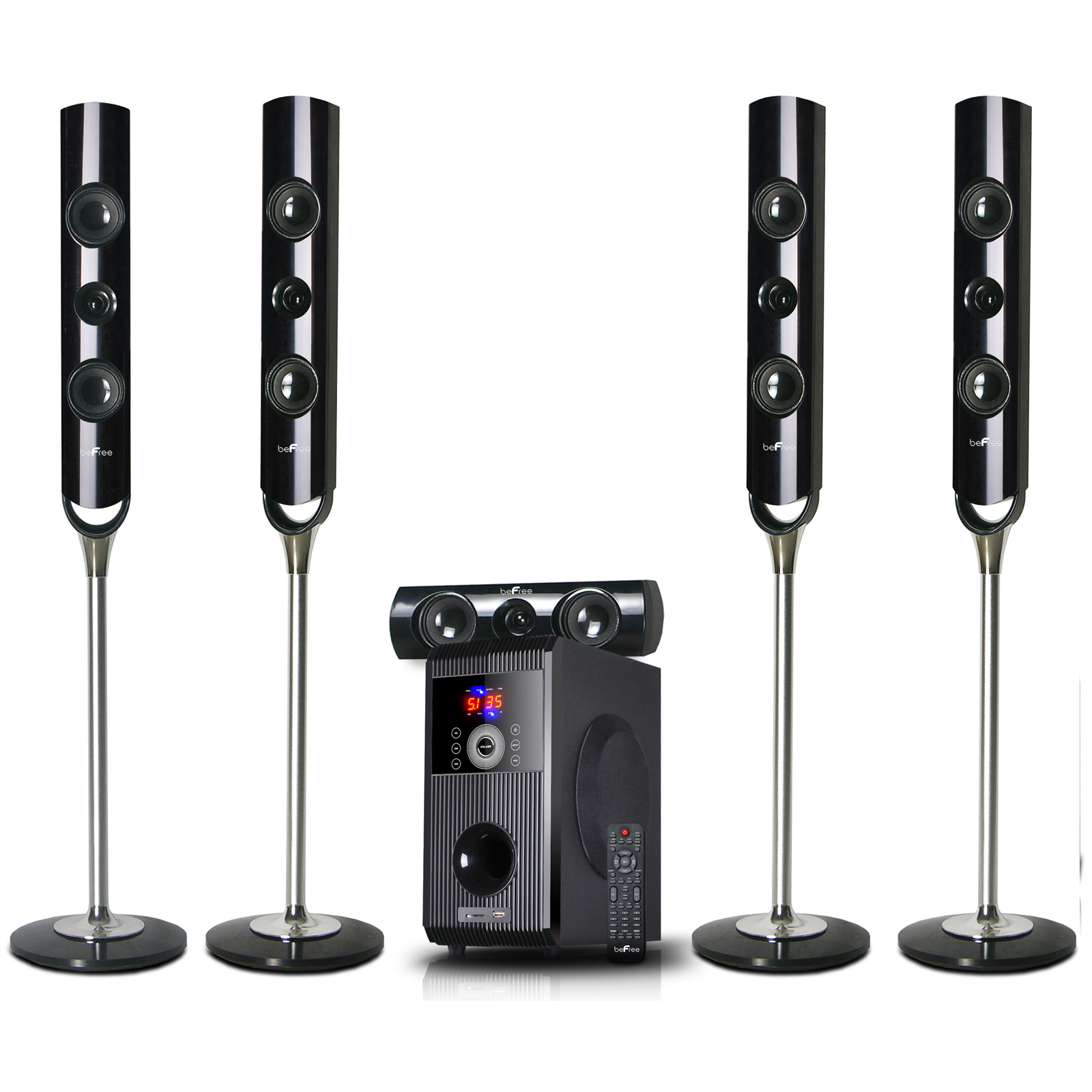 5582681592 beFree Sound 5.1 Channel Surround Sound Bluetooth Speaker System in Black 