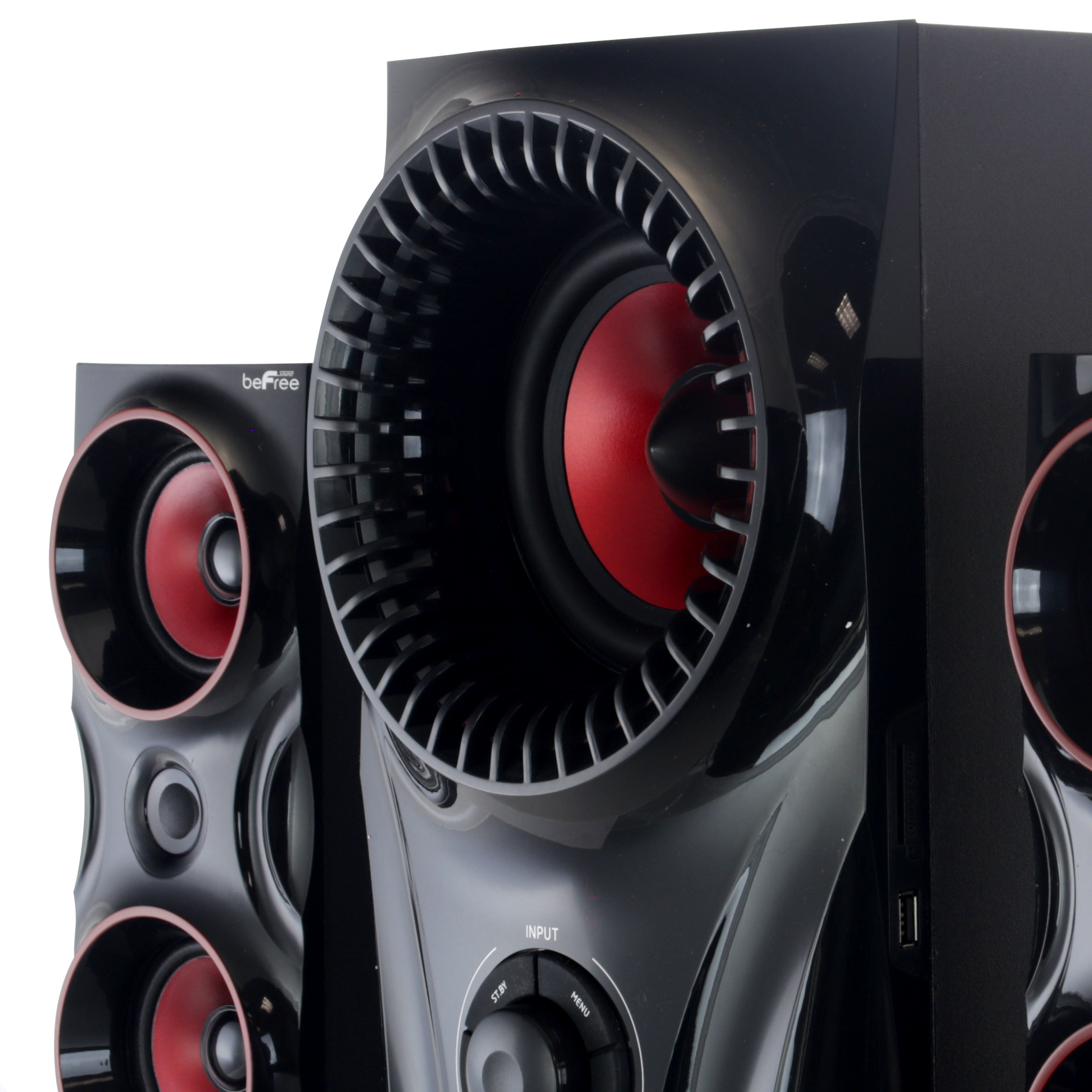 Red beFree Sound BFS-99X 2.1 Channel Surround Sound Bluetooth Speaker System